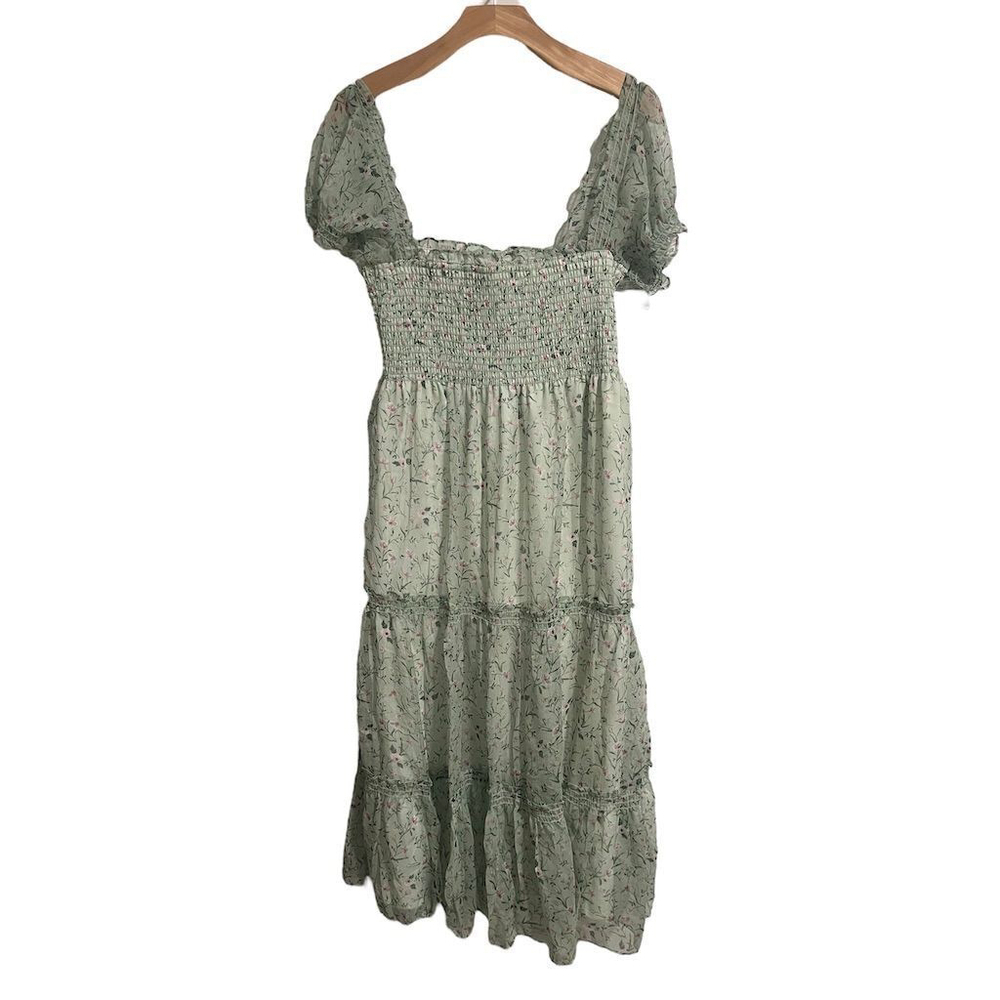 Reverie Maxi Dress Women's XL Green Floral Tiered